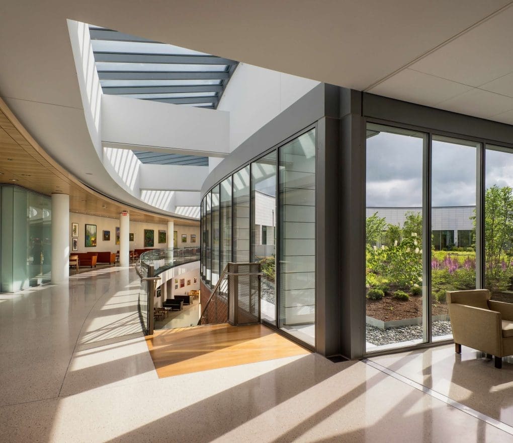 Hallway with windows and sky windows